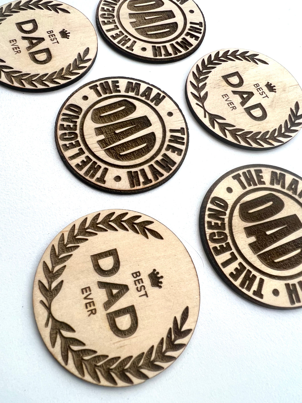 Fathers Day wooden Engraved cupcake/cake Plaques