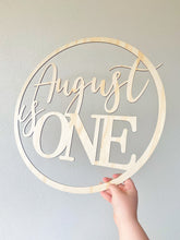 Load image into Gallery viewer, Personalised Wedding Wooden circle | Round Hoop | Rustic Wall Sign
