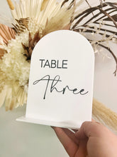 Load image into Gallery viewer, Modern Wedding Table numbers - Acrylic event decor - Arch table numbers
