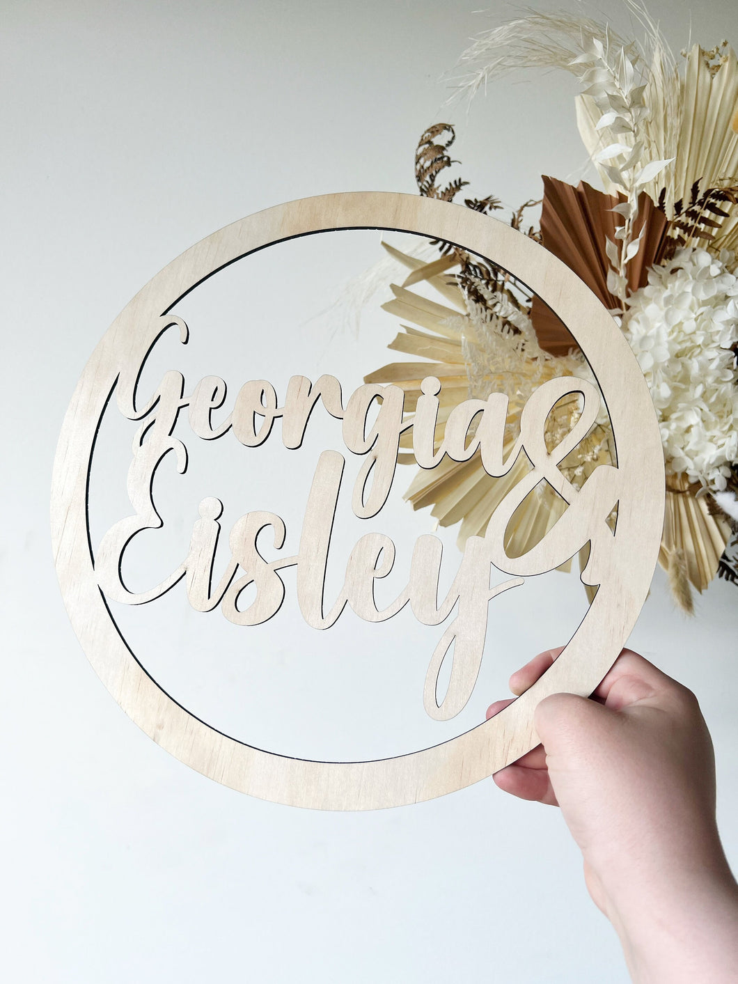 Personalised Wedding Wooden circle | Round Hoop | Rustic Wall Sign