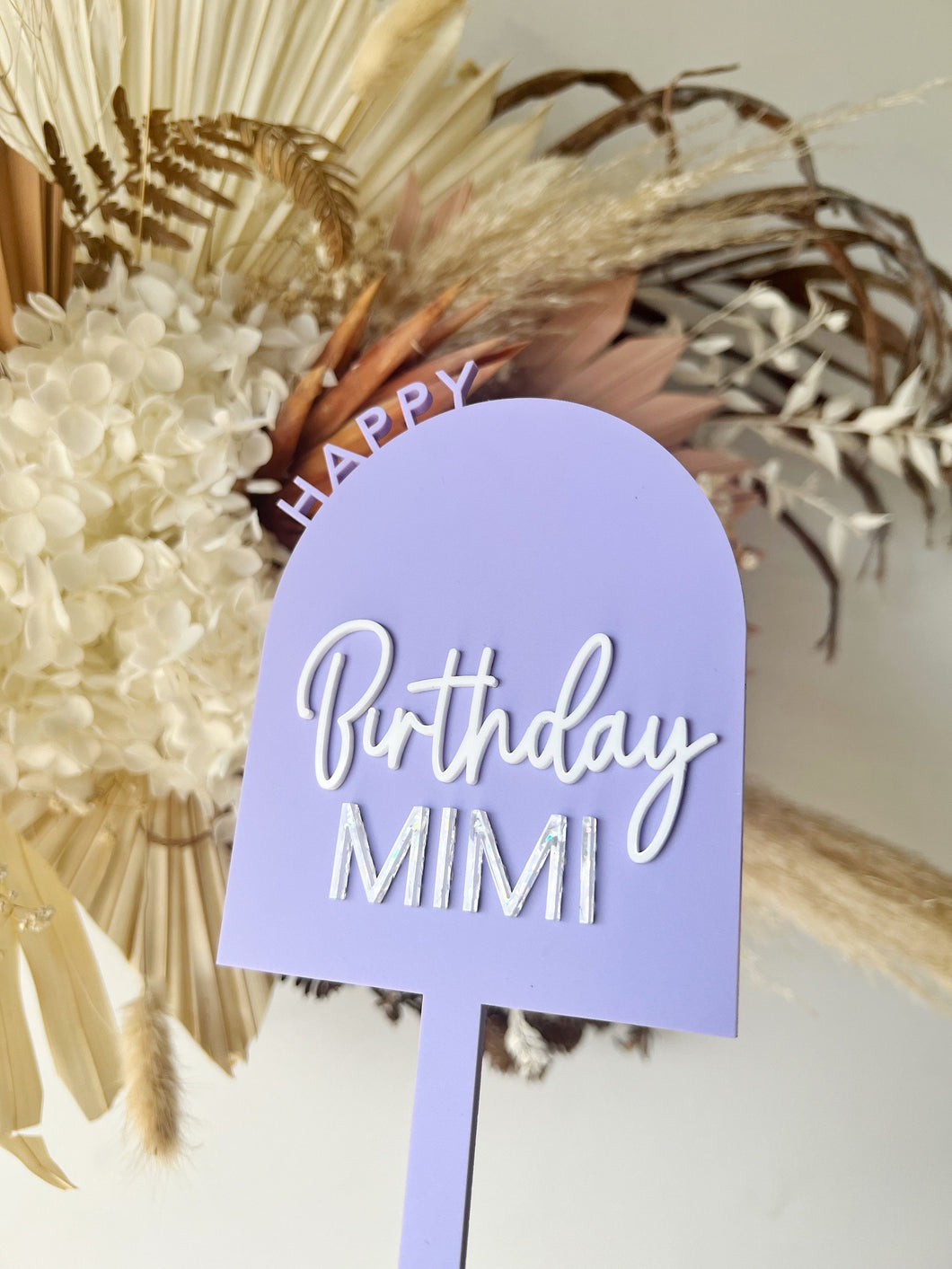 Personalised Cake Topper plaque / Front Cake Sign / pastel Purple / Girls Birthday