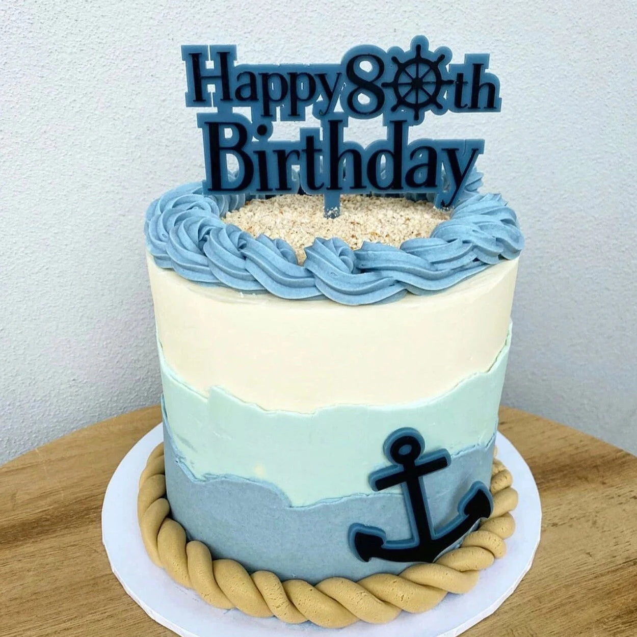 80th Birthday Personalised cake topper | boat topper | sailor | anchor ...