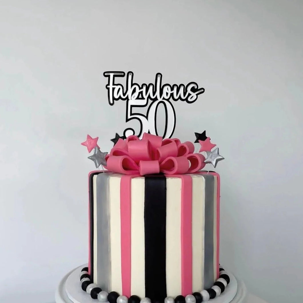 50th Birthday Cake Topper / Cake decor / Modern Cake topper