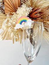 Load image into Gallery viewer, Rainbow drink tags | drink accessories | round glass tag
