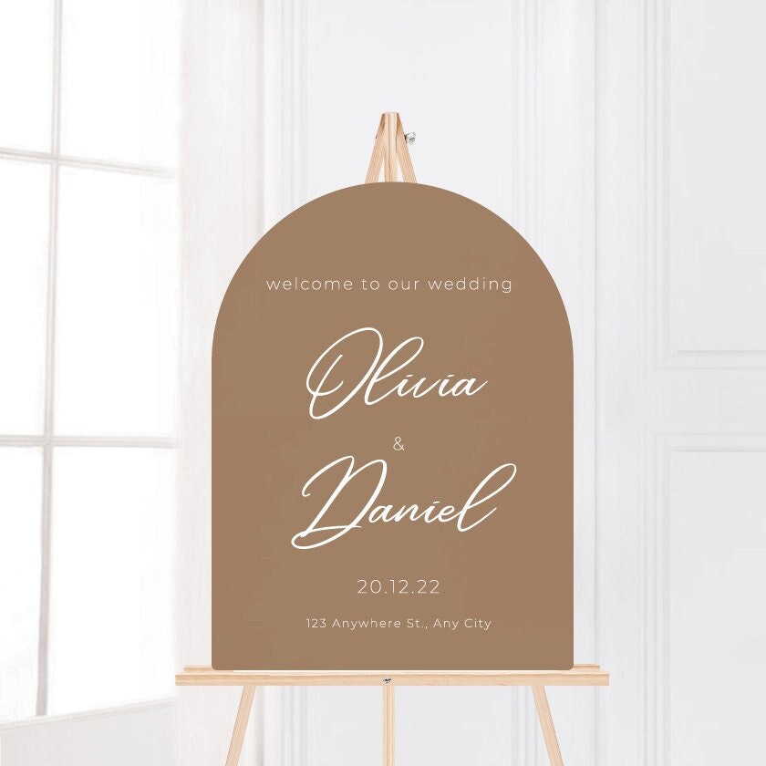 Modern arch wedding welcome sign | Boho wedding sign | Personalised sign | Retro wedding sign