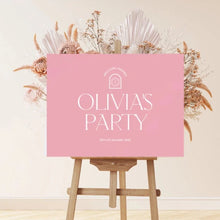 Load image into Gallery viewer, Acrylic party sign | Retro vintage bridal | Modern pink birthday sign | Birthday welcome Sign |
