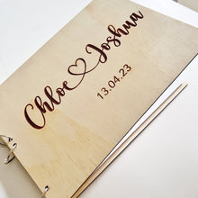 Load image into Gallery viewer, Custom Guestbook - Wooden Wedding Guestbook - Engraved - A4
