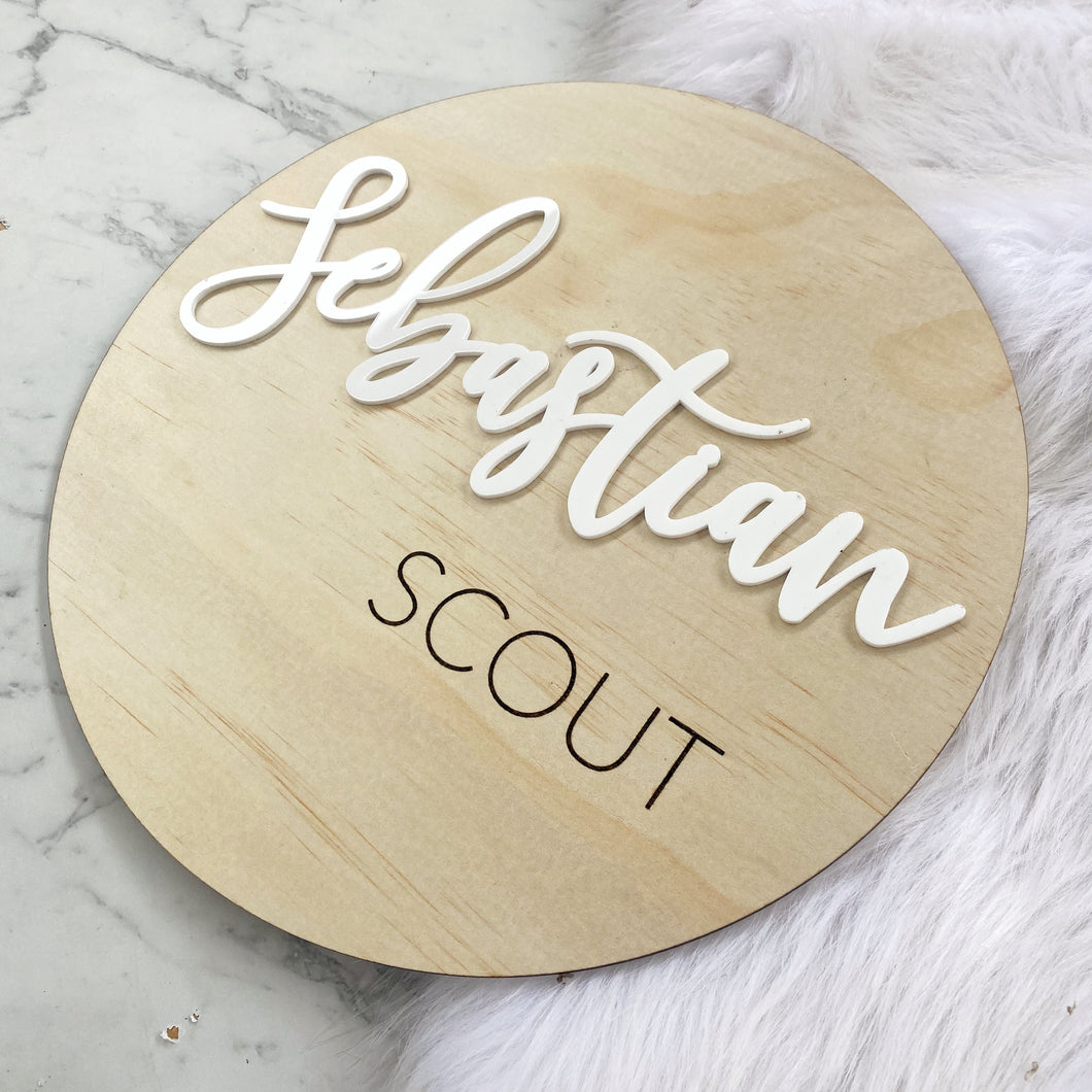 Nursery Name Sign | Kid Name Plaque | Round Baby name sign | Engraved Wooden Nursery Sign | Door name plaque | Circle Name Sign