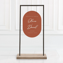 Load image into Gallery viewer, Modern oval wedding welcome sign | Boho wedding sign | Personalised sign | Retro wedding sign
