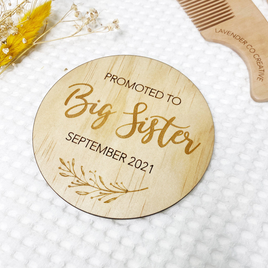 Baby Announcement | Big Sister | Wooden plaque for baby | personalised | sibling announcement sign