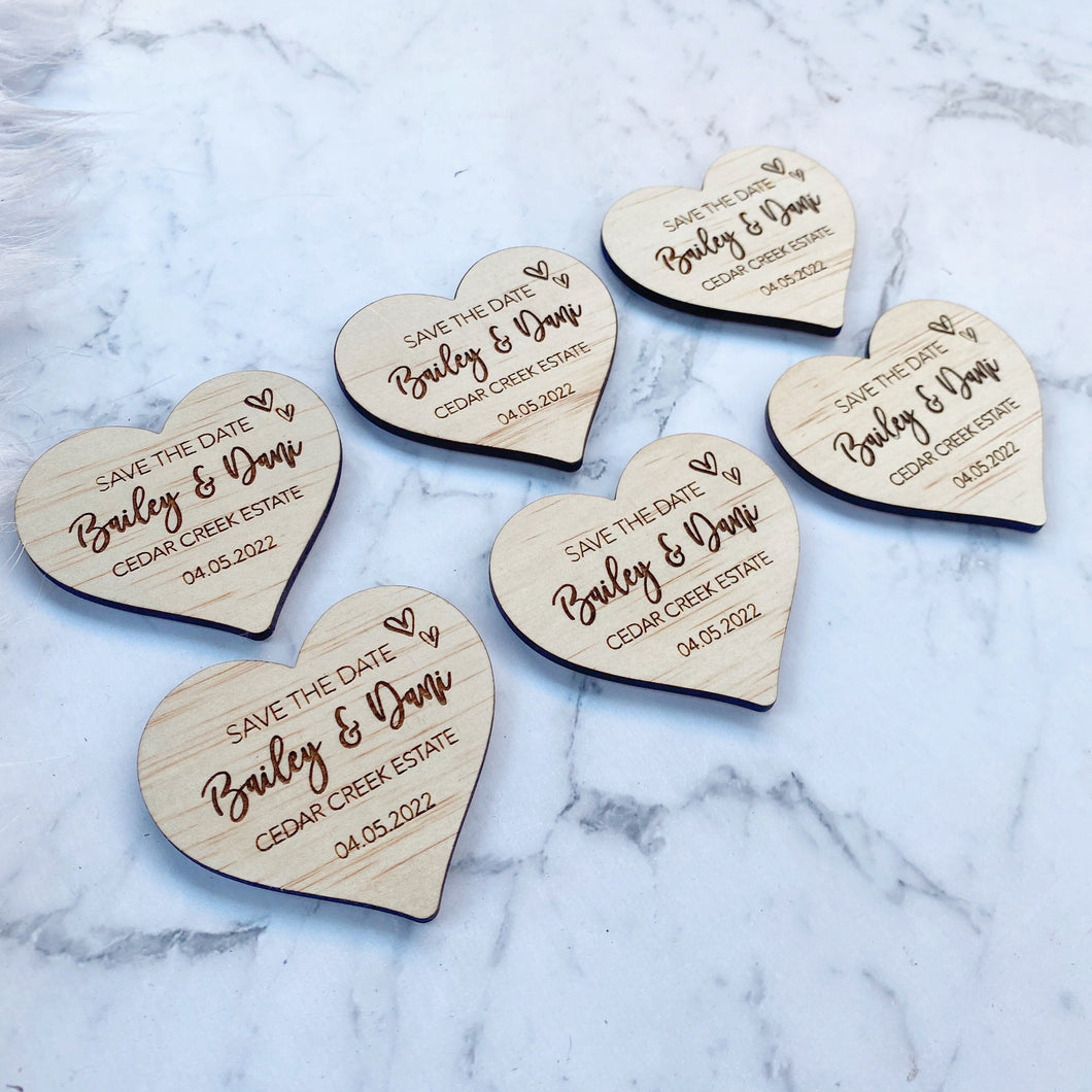 Rustic Save the Date Magnets | Save the Date Hearts | Wedding Magnets