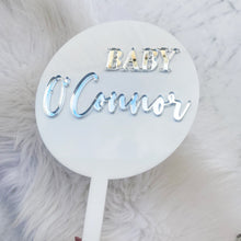 Load image into Gallery viewer, Baby Shower Cake Topper | Personalised baby Name Cake Topper | laser cut
