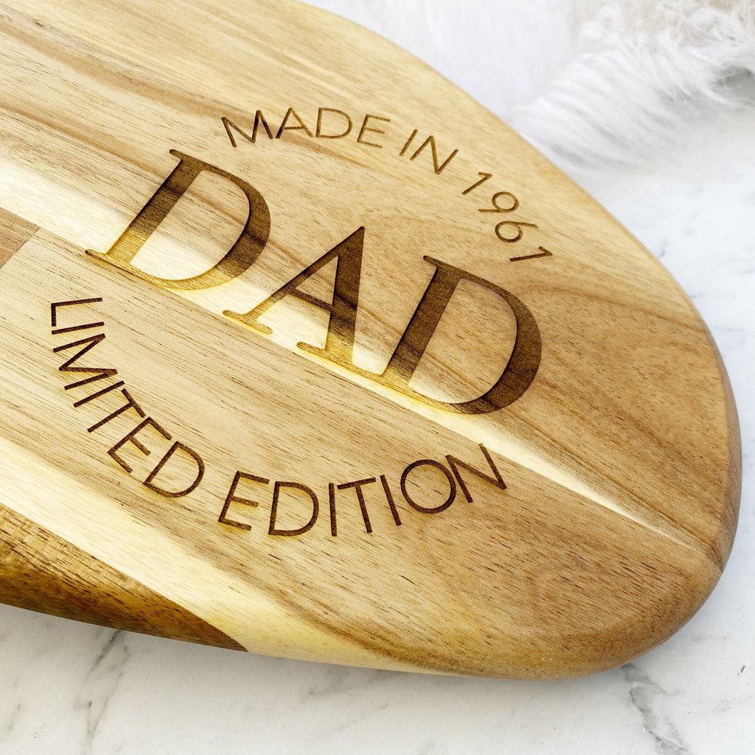Birthday Gifts for Dad - Personalised Engraved Acacia Chopping board