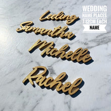 Load image into Gallery viewer, Wedding wood name places | place settings | Guest seating placecards
