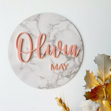 Load image into Gallery viewer, Round Wooden Name Sign | Door name Plaque | modern wall sign
