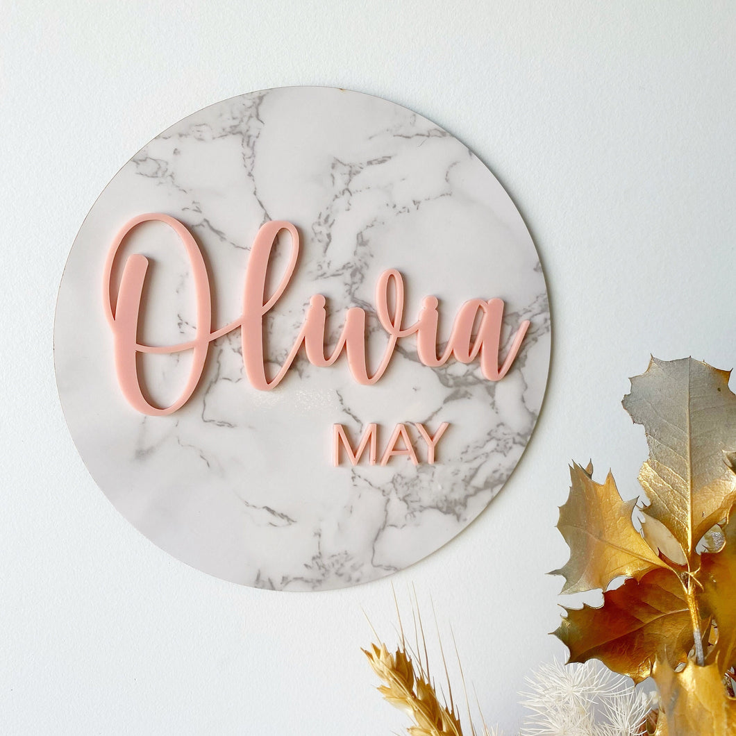 Round Wooden Name Sign | Door name Plaque | modern wall sign