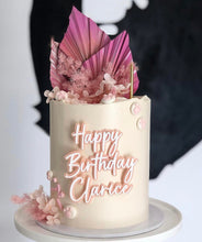 Load image into Gallery viewer, Personalised Cake Topper plaque / Front Cake Sign / pastel pink / Girls Birthday
