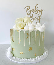 Load image into Gallery viewer, Baby Boy Cake topper / baby shower cake topper / gold mirror cake topper
