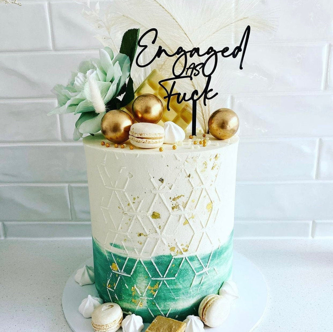 Modern funny engagement cake topper | Engaged AF | Acrylic cake topper | Engagement cake decoration