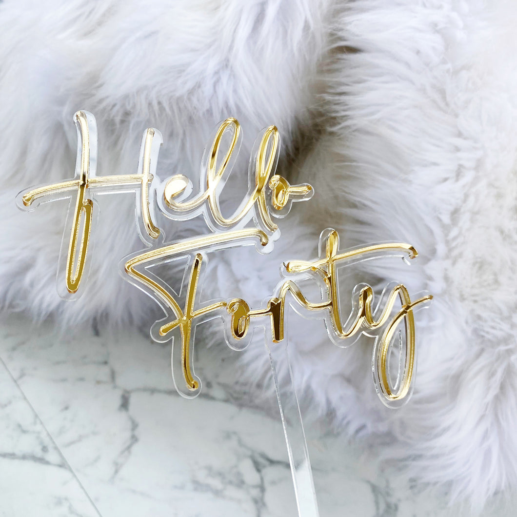 Hello Forty Floating Cake Topper